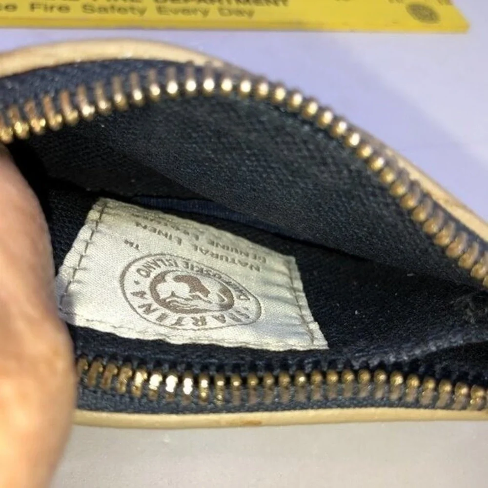 Spartina 449 Gold Beige Chevron Leather Linen‎ Wallet